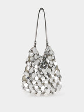 Rabanne Large Silver Sparkle Disc Bag