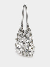 Rabanne Large Silver Sparkle Disc Bag
