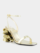 Rabanne Gold Sandals with Sparkle Discs Heels