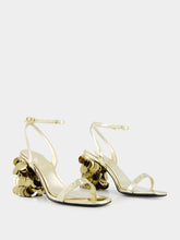 Rabanne Gold Sandals with Sparkle Discs Heels