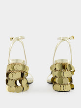 Rabanne Gold Sandals with Sparkle Discs Heels