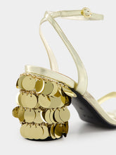 Rabanne Gold Sandals with Sparkle Discs Heels