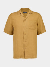 Frescobol Carioca Almond Angelo Linen Camp Collar Shirt