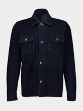 Frescobol Carioca Charcoal Blue Ravi Suede Overshirt