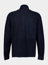Frescobol Carioca Charcoal Blue Ravi Suede Overshirt