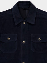Frescobol Carioca Charcoal Blue Ravi Suede Overshirt