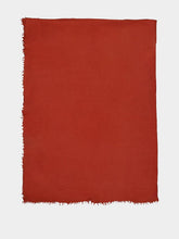 Maison de Vacances Burnt Red Hand-Knitted Cashmere Throw with Fringe