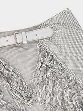 Rabanne Silver Metallic Belted Mini Skirt with Fringe