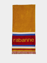Rabanne Orange Striped Logo Beach Towel