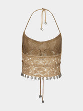Rabanne Light Gold Beaded Crochet Tie-Back Bralette