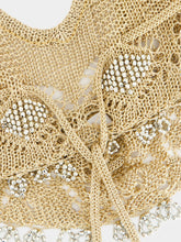 Rabanne Light Gold Beaded Crochet Tie-Back Bralette