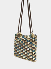 Rabanne Mixed Disc Shoulder Bag in Light Gold, Blue, and Brown