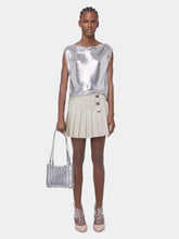 Rabanne Beige Mottled Wool Mini Pleated Skirt