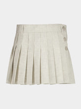 Rabanne Beige Mottled Wool Mini Pleated Skirt