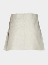 Rabanne Beige Mottled Wool Mini Pleated Skirt