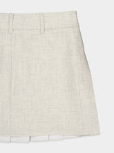 Rabanne Beige Mottled Wool Mini Pleated Skirt