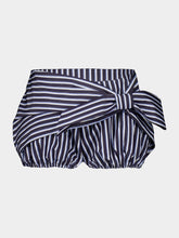 Rabanne Striped White and Blue Cotton Poplin Mini Shorts
