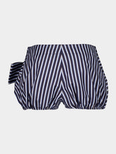 Rabanne Striped White and Blue Cotton Poplin Mini Shorts
