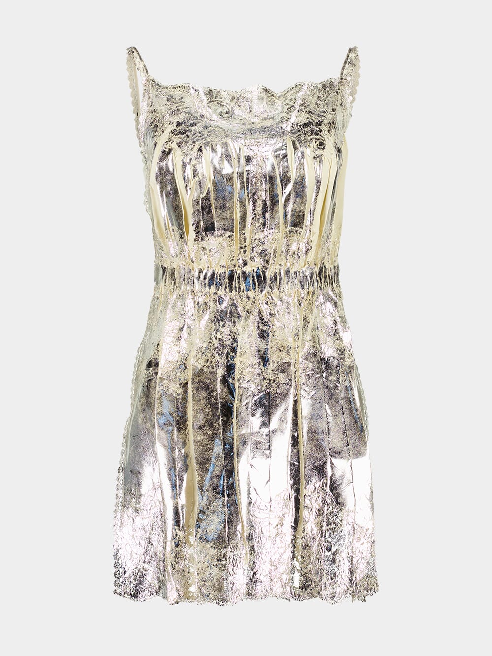 Rabanne Champagne Gold Metallic Mini Dress with Straps