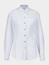Rabanne White Striped Cotton Poplin Shirt with Belt Detail