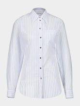 Rabanne White Striped Cotton Poplin Shirt with Belt Detail