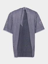 Rabanne Striped White and Blue Embroidered T-Shirt