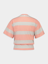 Rabanne Peach & Grey Striped Cotton Piercing T-Shirt