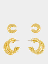 Rabanne Gold Hoops and Punk Ear Cuffs Set