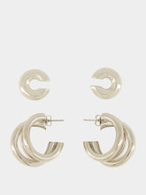 Rabanne Silver Hoops and Punk Ear Cuffs Set