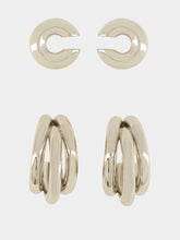 Rabanne Silver Hoops and Punk Ear Cuffs Set
