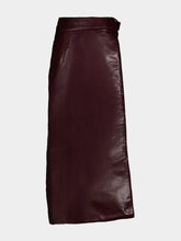 Rabanne Plum Vegan Leather Double Layer Midi Skirt