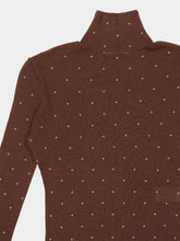 Rabanne Brown Wool Studded Turtleneck Top