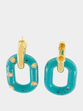 Rabanne Gold and Turquoise XL Link Earrings