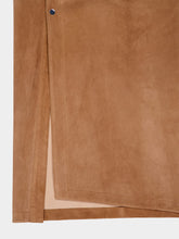 Caramel Draped Suede Midi Skirt | PDP - Fashion Clinic