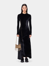 Rabanne Black Long Velvet Draped Dress