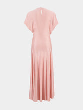 Rabanne Pink Draped Long Dress with Button Detail