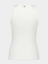 White Round-Neck Tank Top with Logo