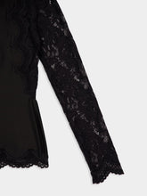 Rabanne Black Long-Sleeve Lace and Jersey Top