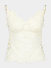 Rabanne Ivory Lace Tank Top with Scalloped Edges