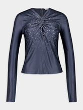 Rabanne Ardoise Long-Sleeve Embellished Wrap Top