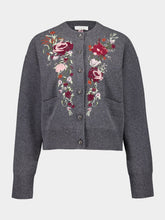 Rabanne Grey Wool Cashmere Floral Embroidered Cardigan