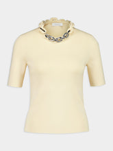 Rabanne Cream Short-Sleeved Top with Chain Detail