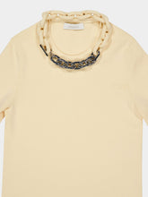 Rabanne Cream Short-Sleeved Top with Chain Detail