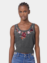 Rabanne Grey Wool Cashmere Floral Embroidered Cardigan