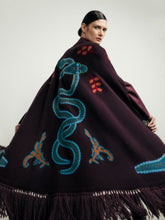 Paula Saphire Purple Hand-Embroidered Knitted Cape