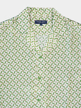 Frescobol Carioca Ivory and Parakeet Green Roberto Silk Shirt
