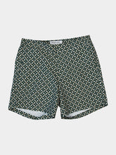 Frescobol Carioca Evergreen and Ivory Porto Lotus Swim Shorts