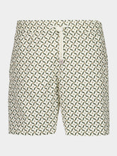 Frescobol Carioca Ivory and Evergreen Santos Lotus Swim Shorts