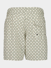 Frescobol Carioca Ivory and Evergreen Santos Lotus Swim Shorts