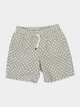Frescobol Carioca Ivory and Evergreen Santos Lotus Swim Shorts